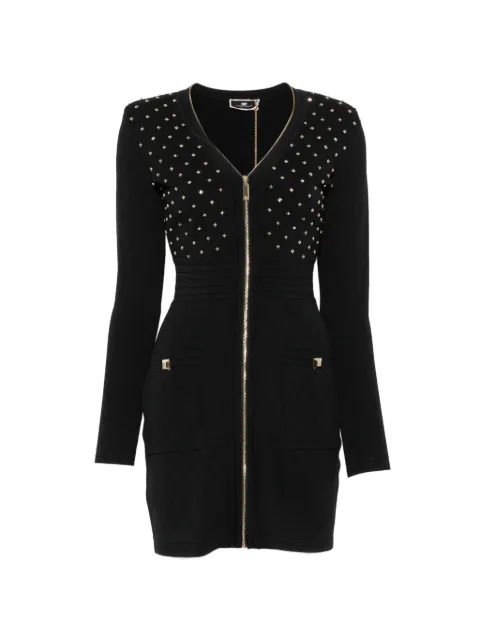 Elisabetta Franchi stud-embellished diamond-quilted mini dress