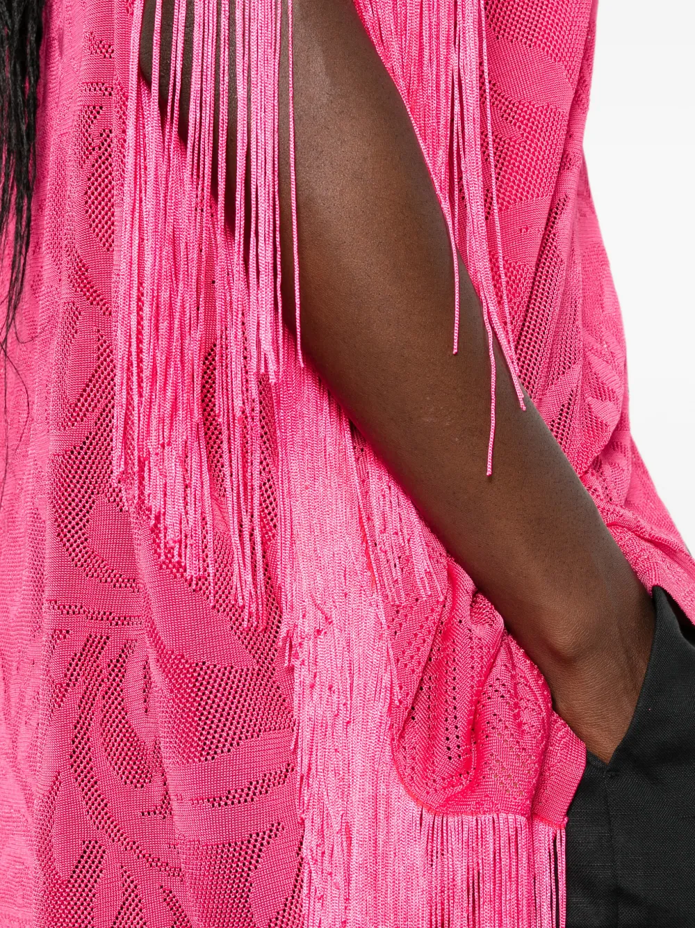 TWINSET Mesh trui met franje afwerking Roze