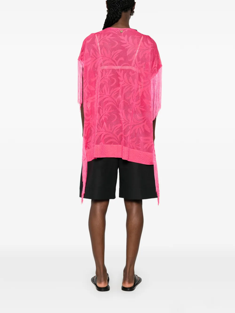 TWINSET Mesh trui met franje afwerking Roze