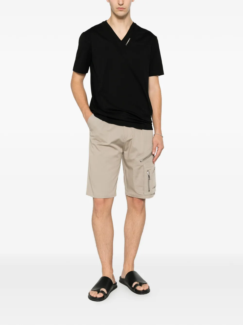 Les Hommes Urban T-shirt met logoplakkaat Zwart
