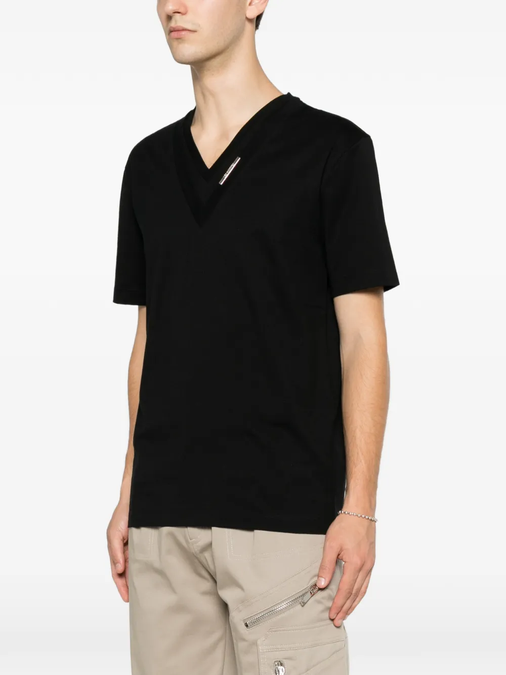 Les Hommes Urban T-shirt met logoplakkaat Zwart