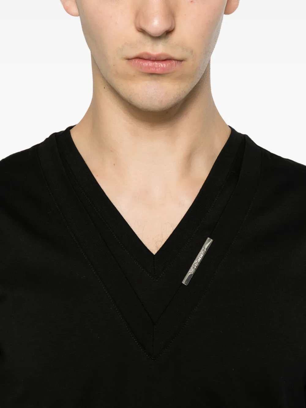Les Hommes Urban T-shirt met logoplakkaat Zwart