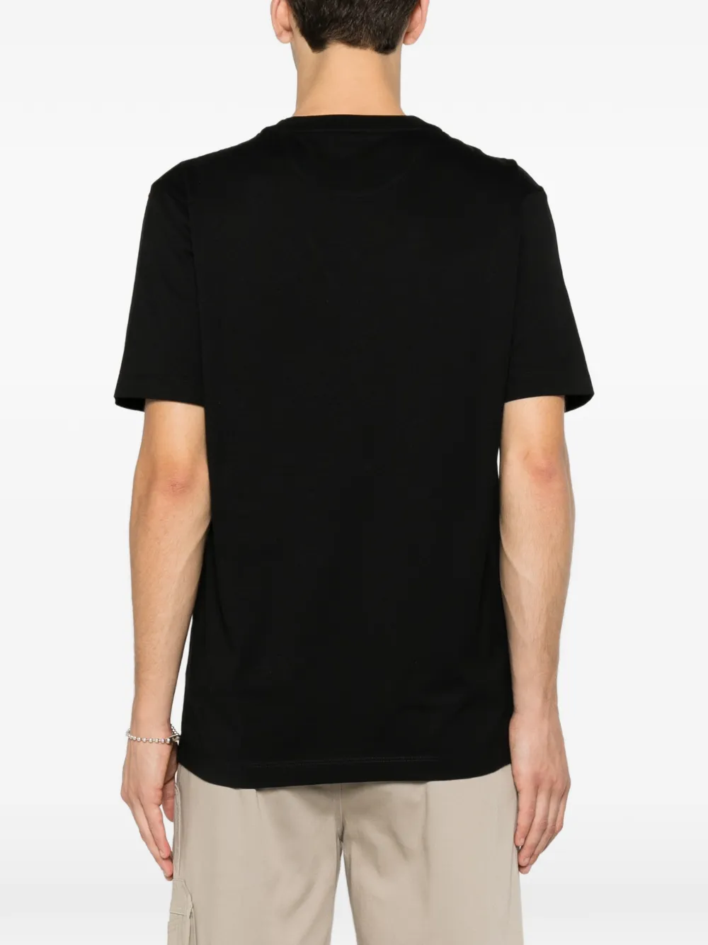 Les Hommes Urban T-shirt met logoplakkaat Zwart