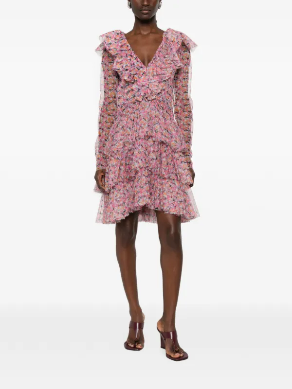 philosophy di lorenzo serafini floral mini dress Philosophy Di Lorenzo Serafini Floral Print Ruffled Mini Dress