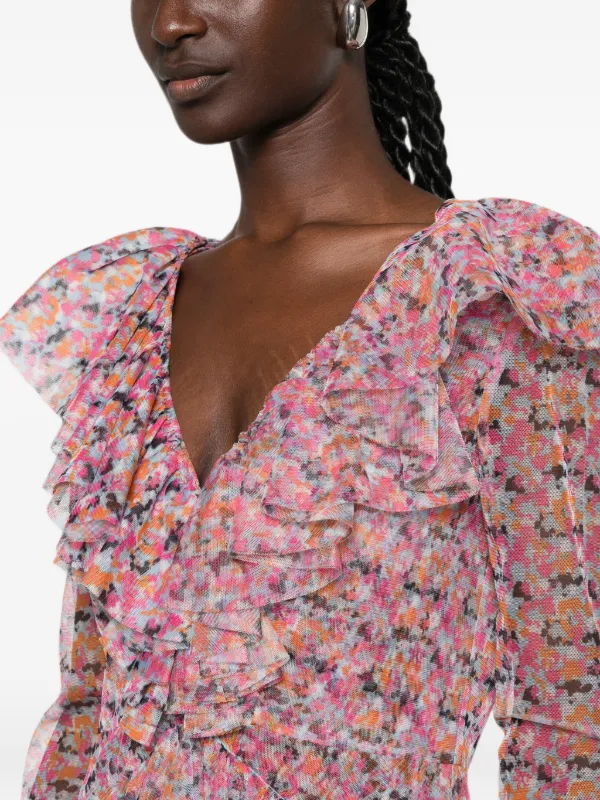 philosophy di lorenzo serafini floral mini dress Philosophy Di Lorenzo Serafini Floral Print Ruffled Mini Dress