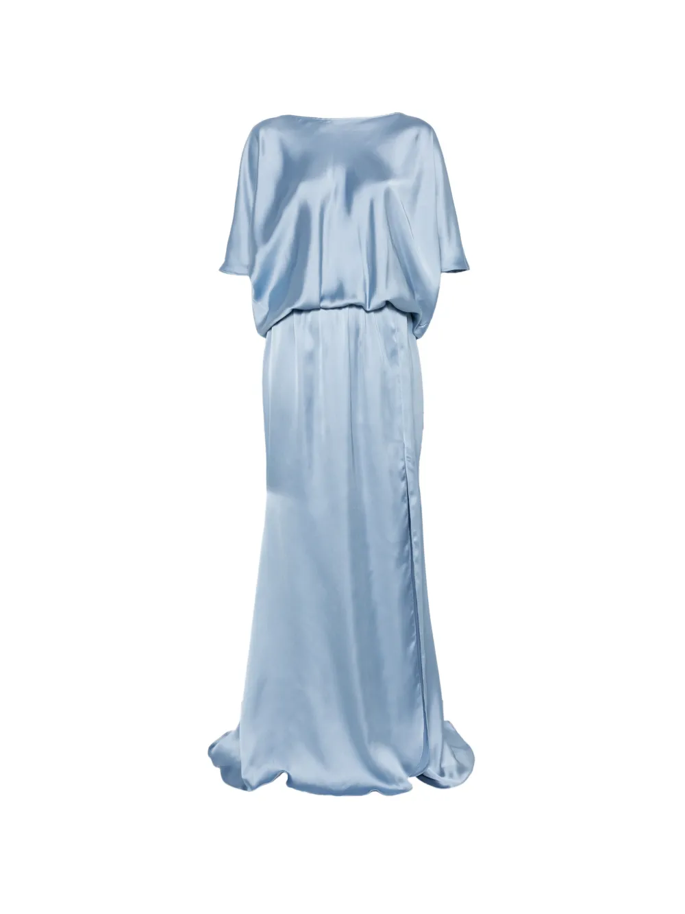 ALESSANDRO LEGORA Satin-Maxikleid mit Wasserfallausschnitt - Blau