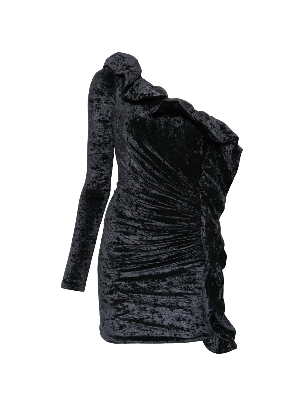 Amen ruffled one-shoulder mini dress - Nero