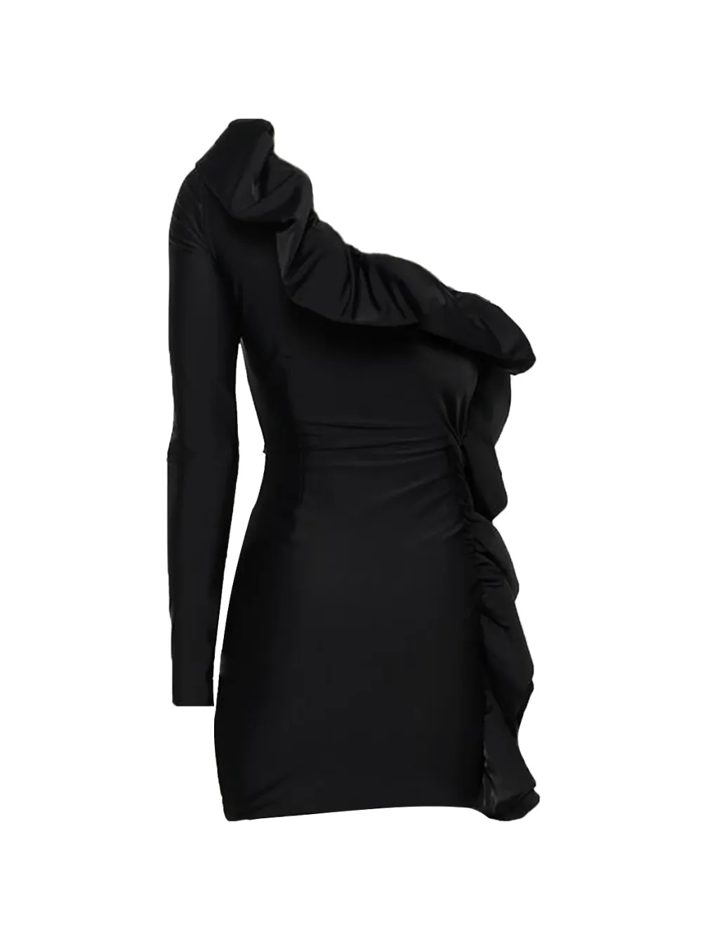 Amen ruffled one-shoulder mini dress - Nero