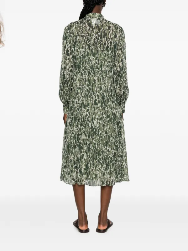 S Max Mara abstract-print Pleated Dress | Green | FARFETCH