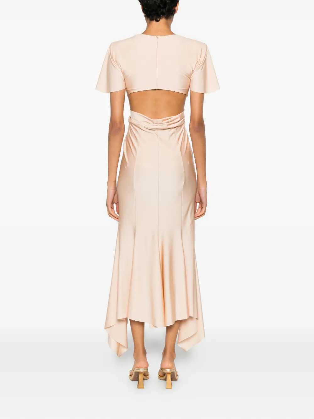 Philosophy Di Lorenzo Serafini Jurk met uitgesneden details Beige