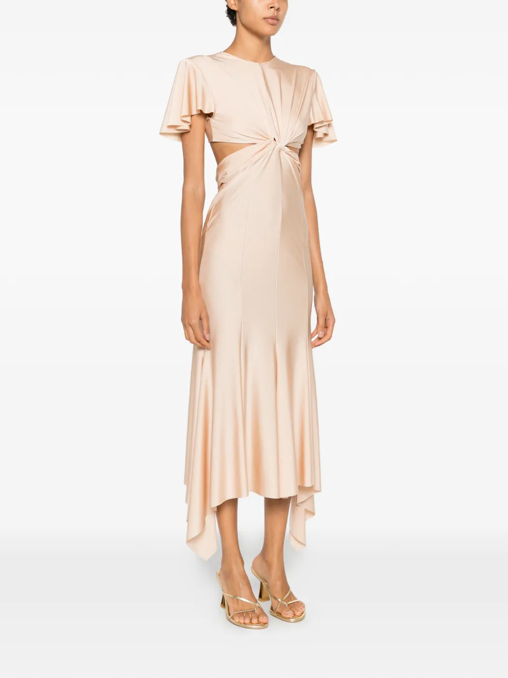Philosophy Di Lorenzo Serafini Jurk met uitgesneden details Beige