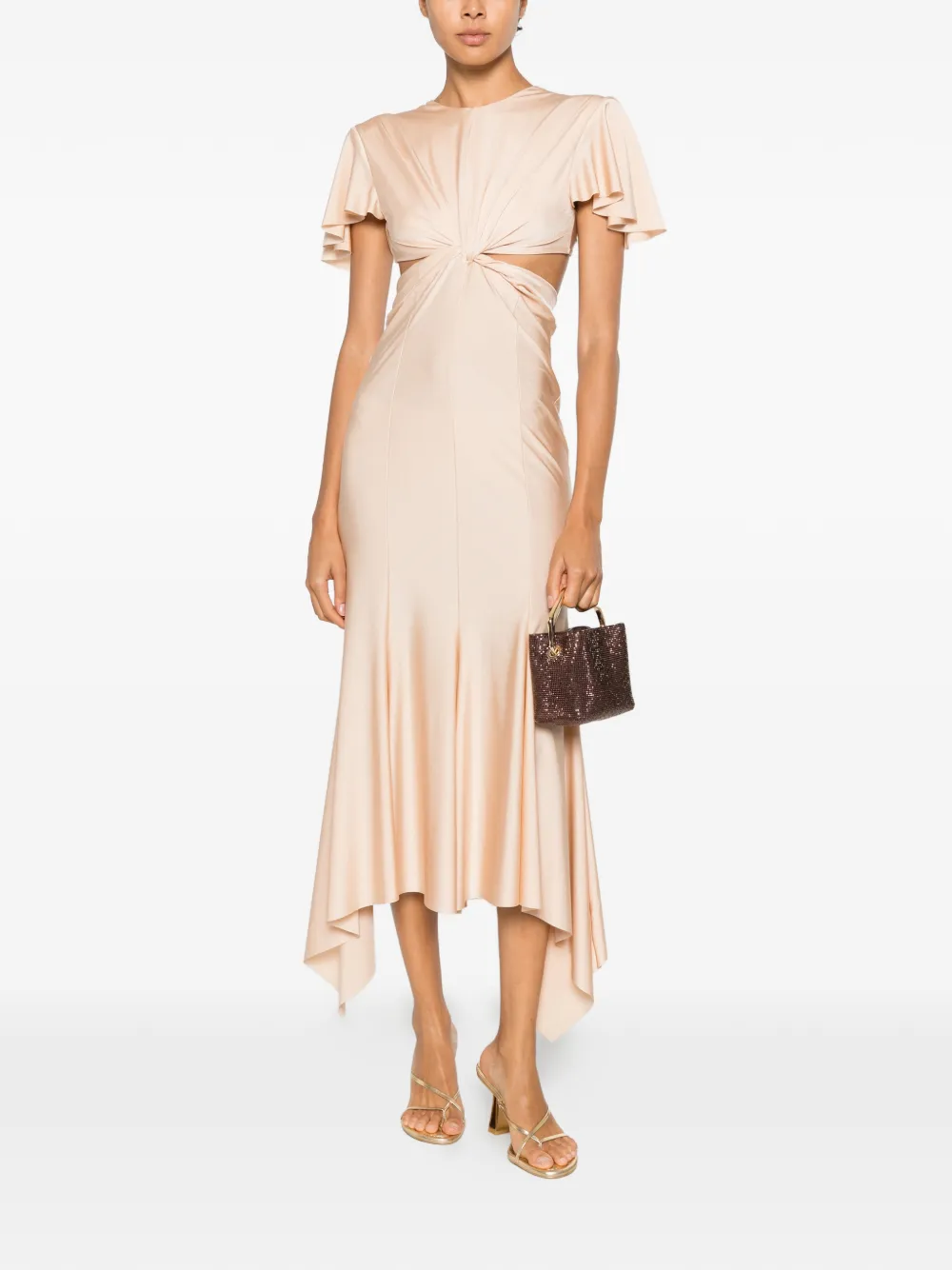 Philosophy Di Lorenzo Serafini Jurk met uitgesneden details Beige