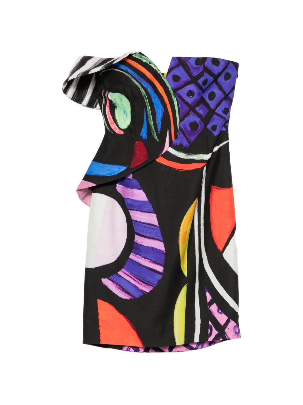 Moschino abstract-print ruffled dress - Nero