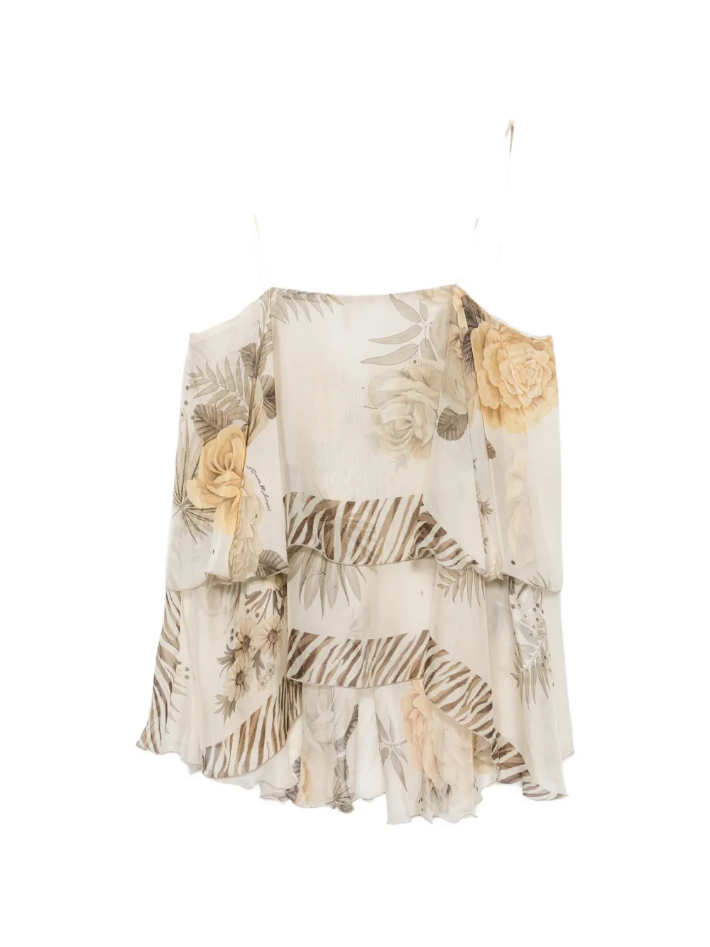 Anna Molinari floral-print tiered silk blouse - Toni neutri