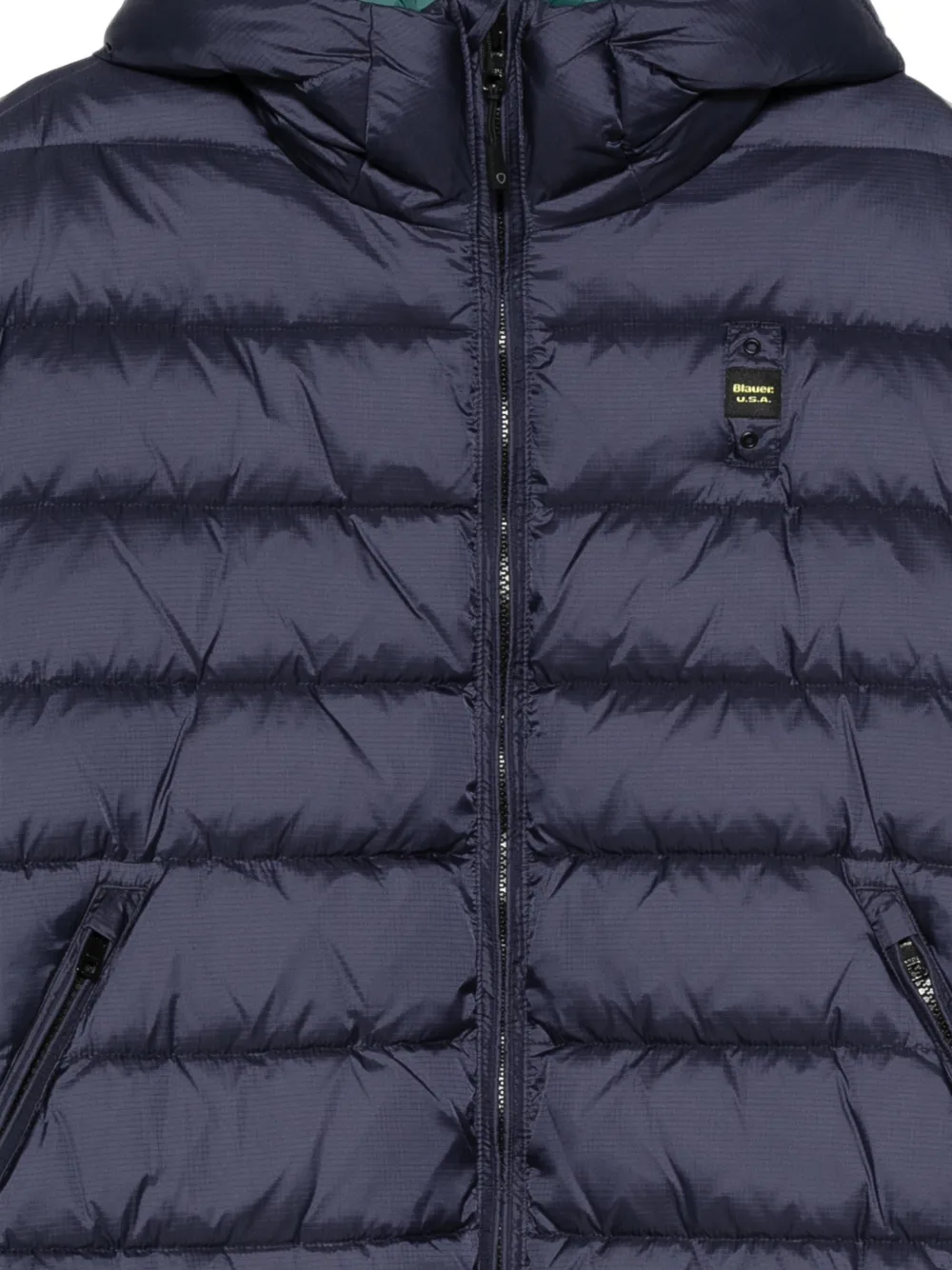 Blauer Gewatteerd jack met capuchon Blauw