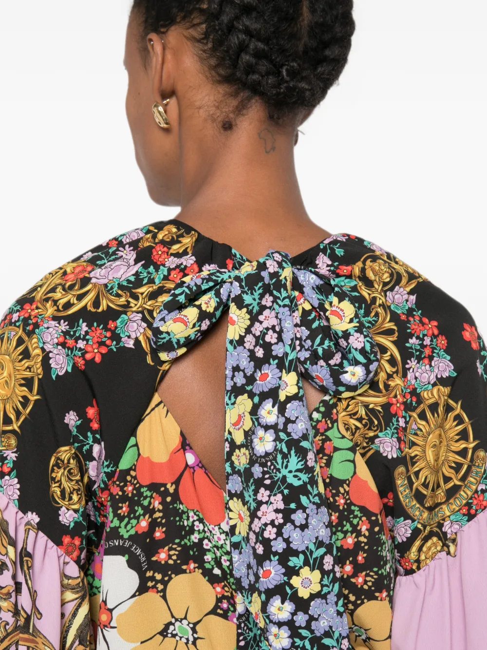 Versace Jeans Couture Mini-jurk met bloemenprint Zwart