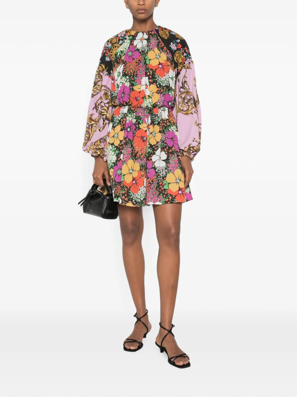 Versace Jeans Couture Mini-jurk met bloemenprint Zwart