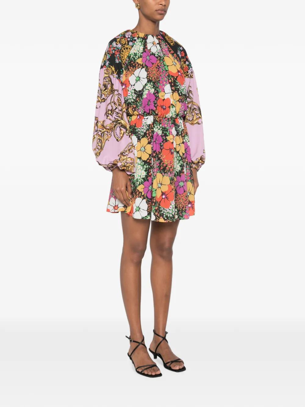 Versace Jeans Couture Mini-jurk met bloemenprint Zwart