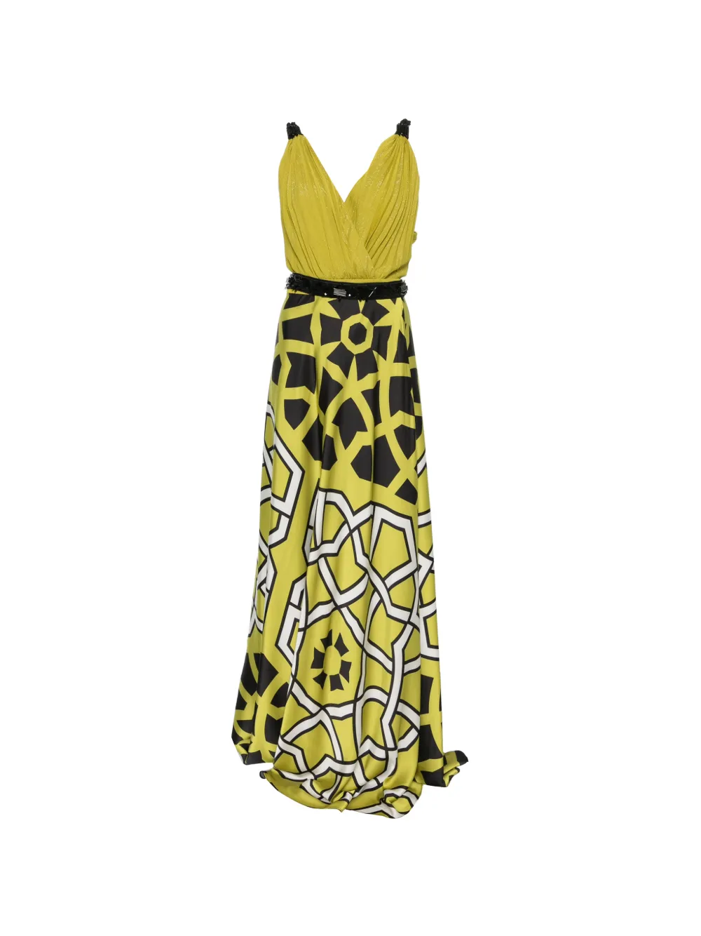 Maestri geometric-pattern bead-embellished maxi dress - Grün