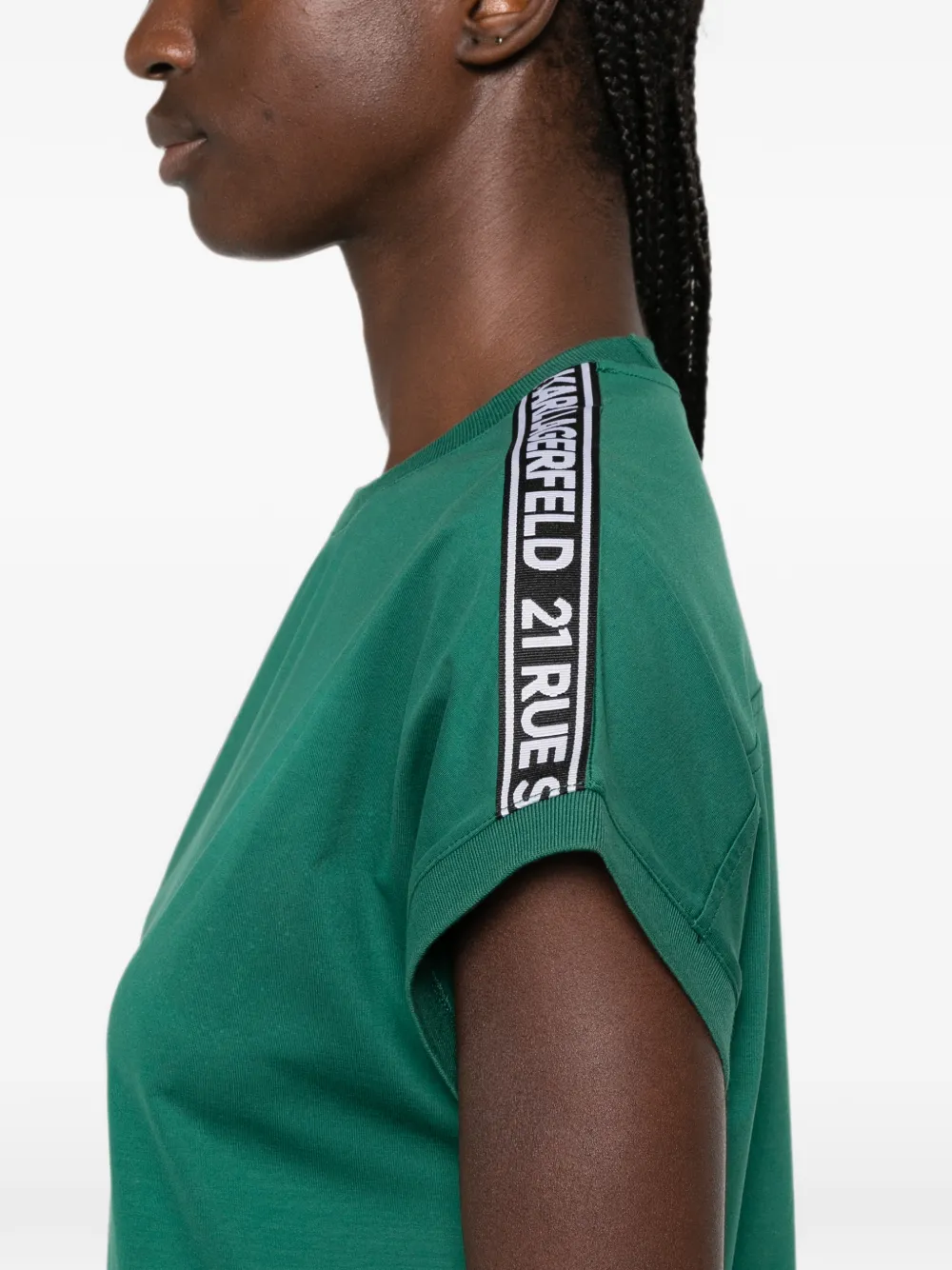 Karl Lagerfeld Jurk met korte mouwen en logoband Groen