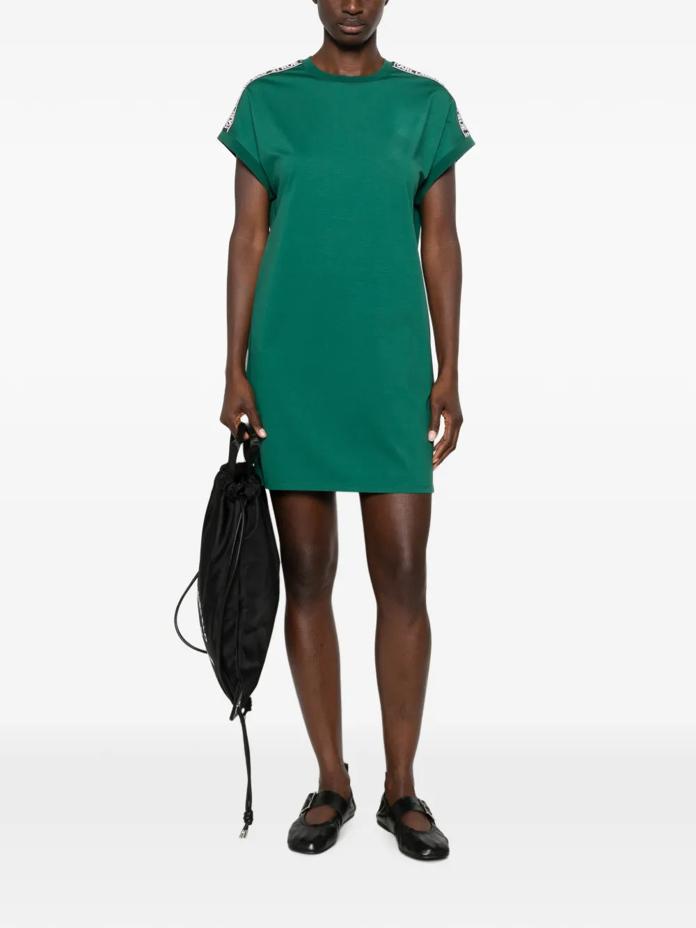 Karl Lagerfeld Jurk met korte mouwen en logoband Groen