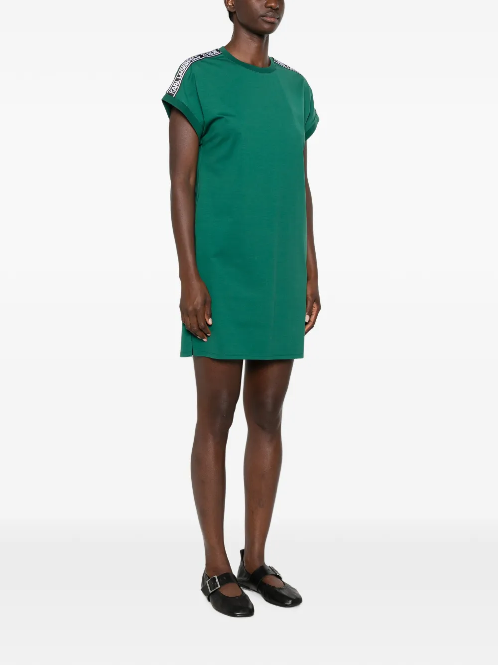Karl Lagerfeld Jurk met korte mouwen en logoband Groen