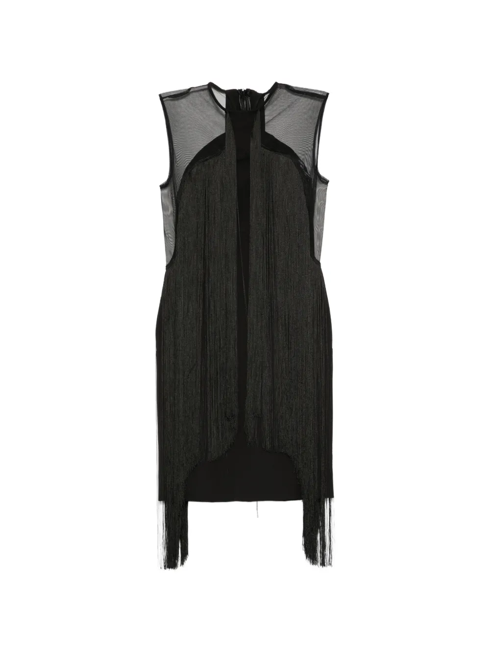 ALESSANDRO LEGORA fringe-trimmed mesh-panel mini dress