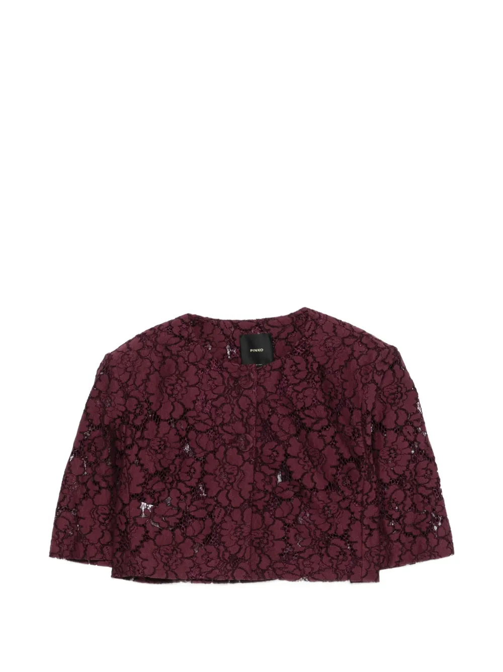 PINKO lace-detail cropped jacket - Rosso