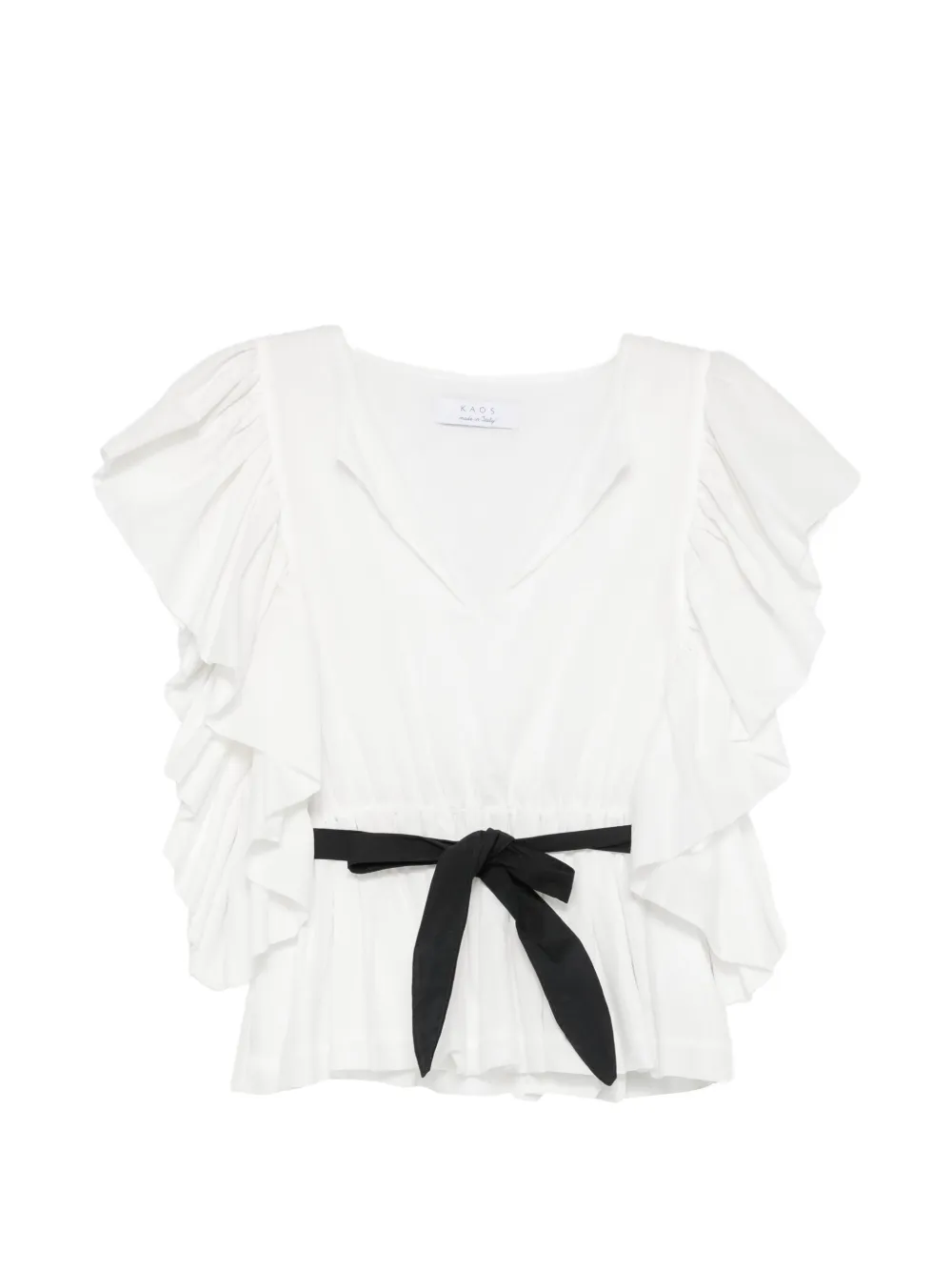 kaos ruffled belted blouse - Bianco