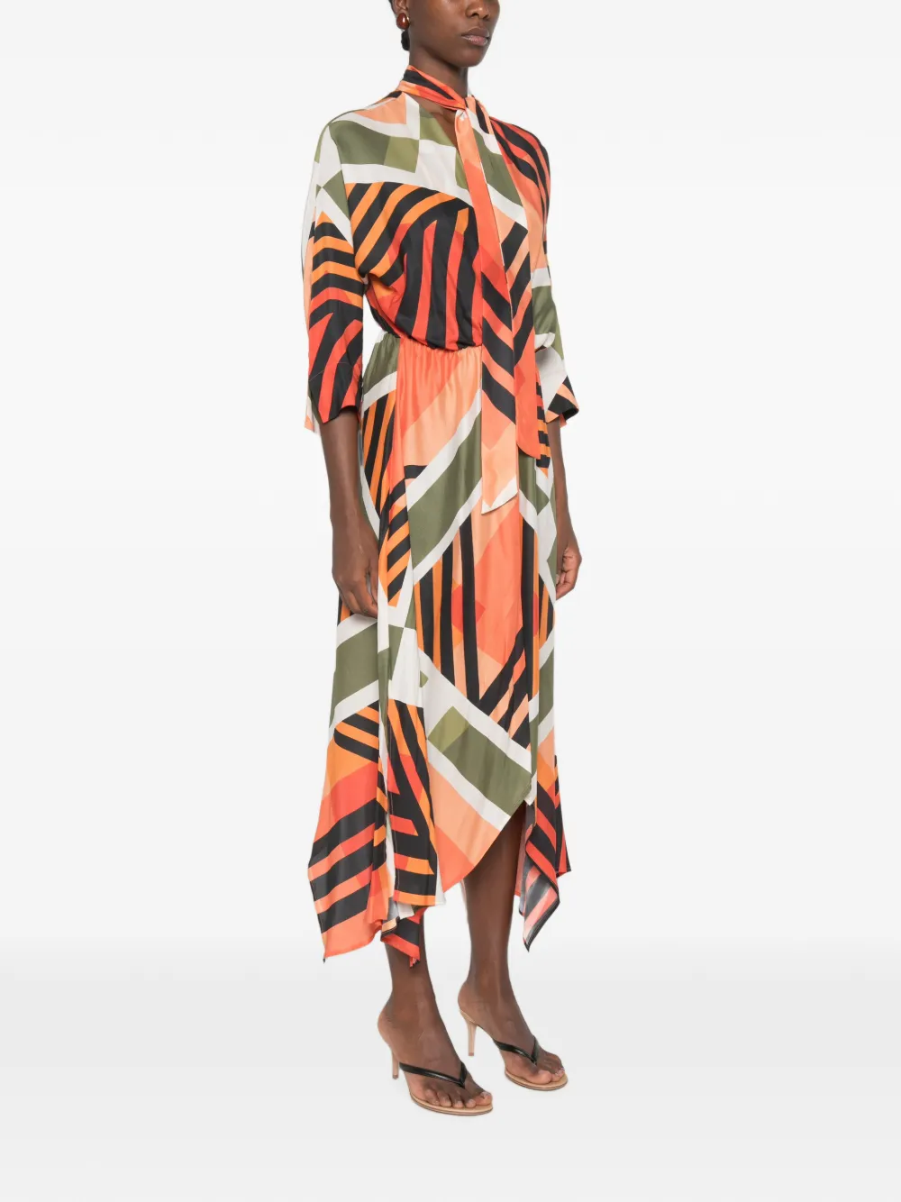SIMONA CORSELLINI Jurk met geometrische print Oranje