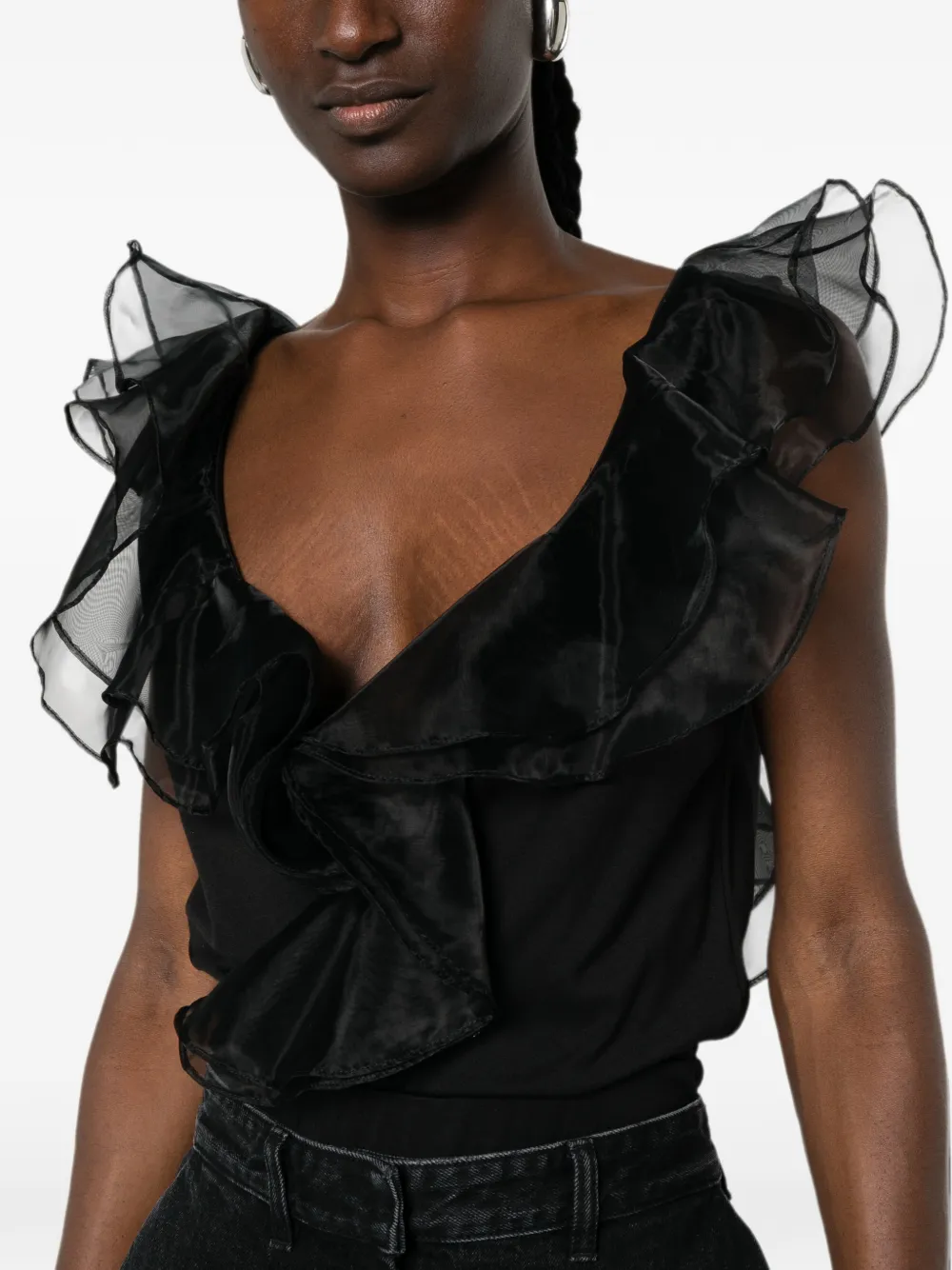 TWINSET Mouwloze top met ruches Zwart