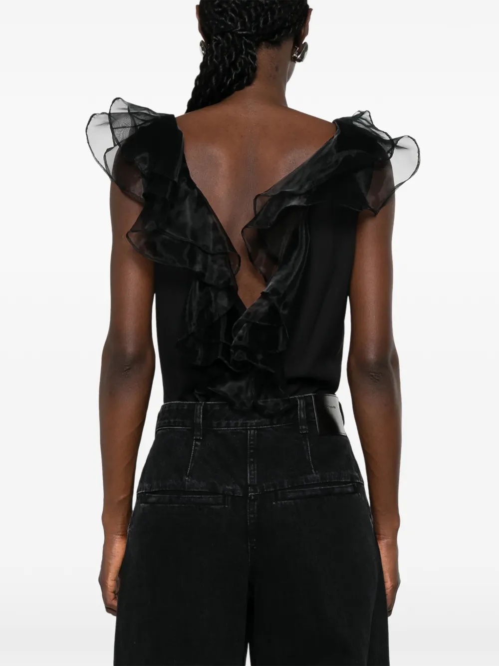 TWINSET Mouwloze top met ruches Zwart