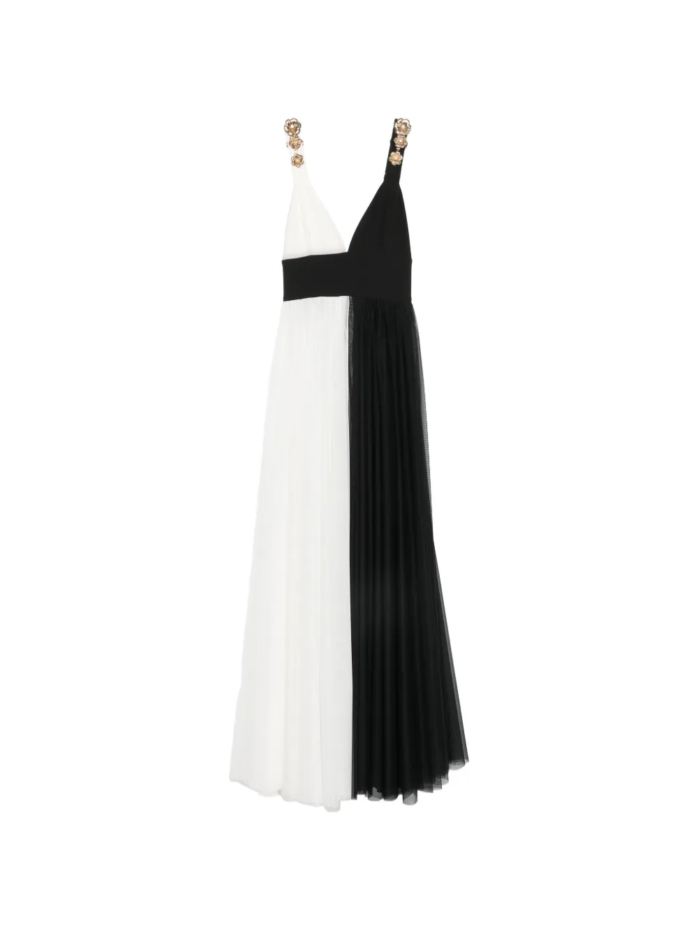 ALESSANDRO LEGORA embellished V-neck maxi dress - women - Viscose/Polyamide/Polyester/Elastane/Polyamide/Viscose/Viscose/Polyamide/Polyester - 44 -