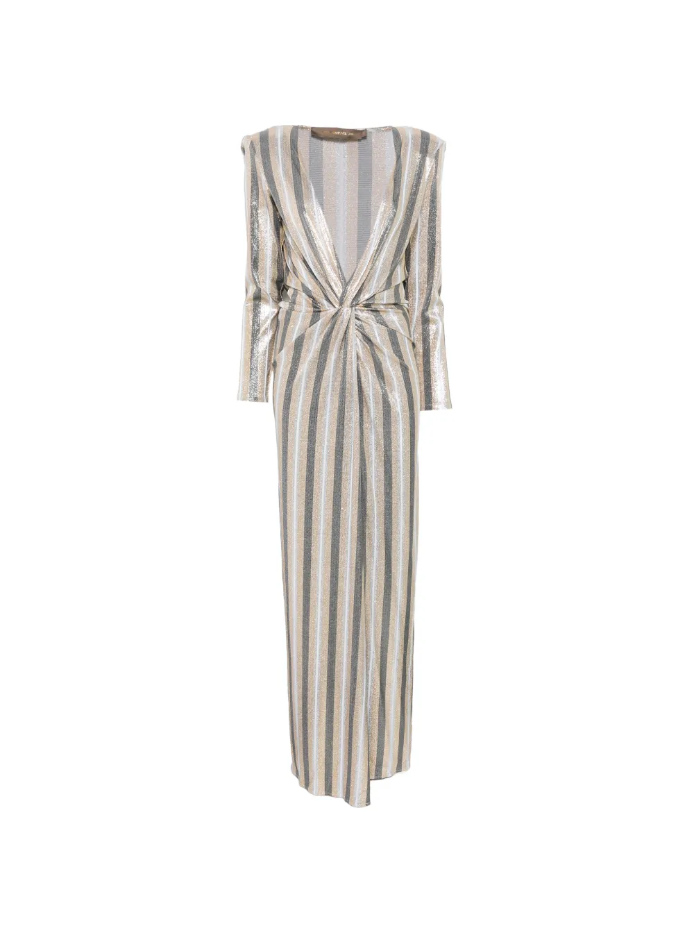 SIMONA CORSELLINI striped-pattern maxi dress - Neutrals