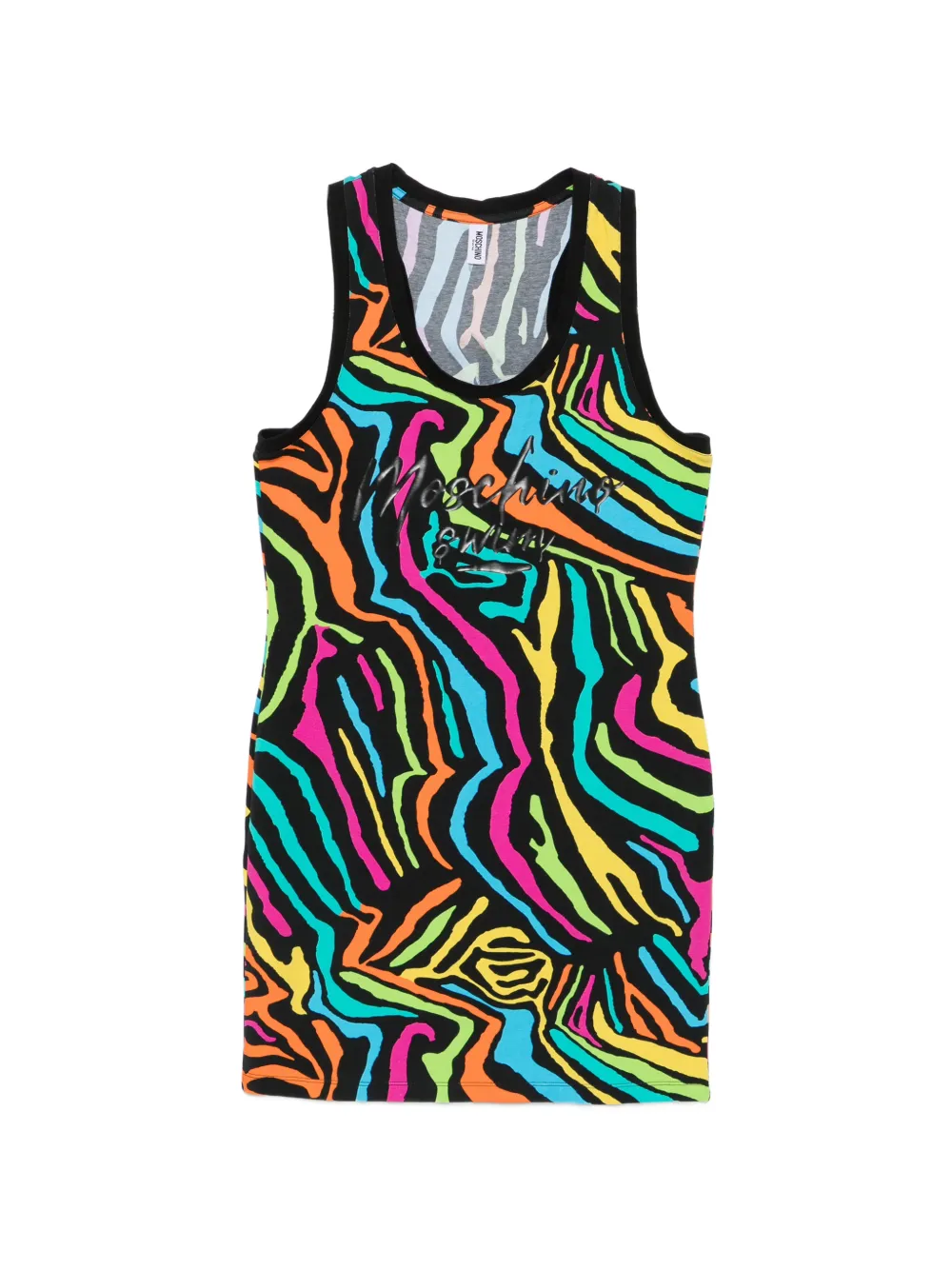 Moschino zebra-print logo-print mini dress - Nero