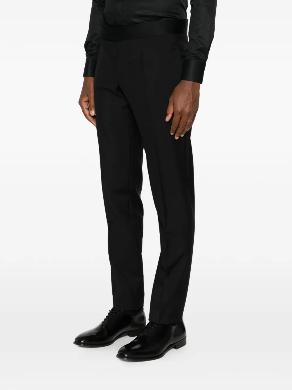 Emporio Armani Broek met satijnen afwerking Zwart
