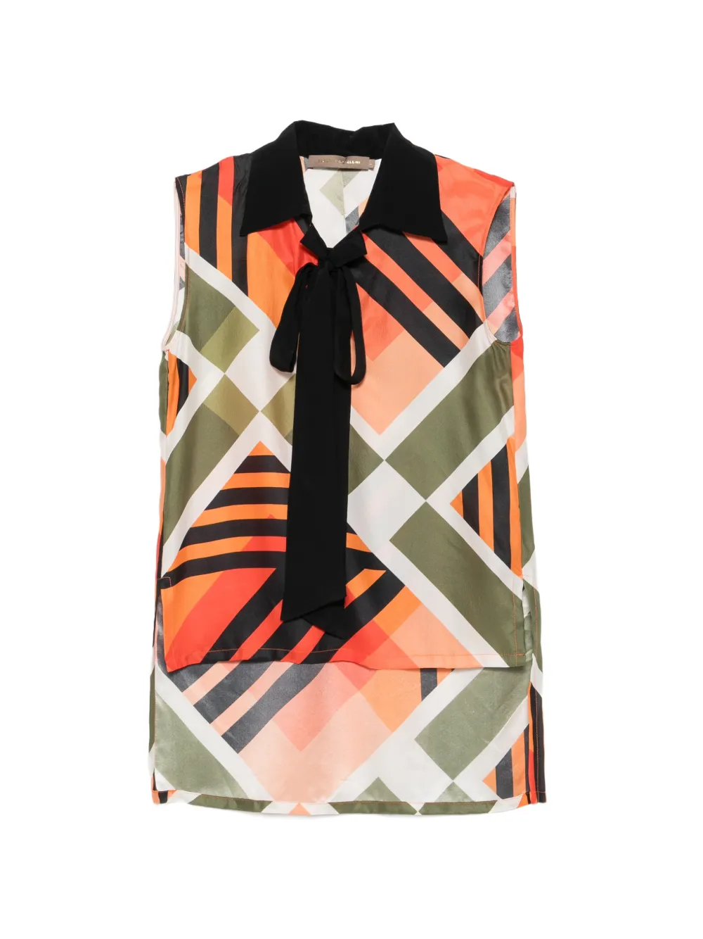 SIMONA CORSELLINI geometric-print pussy-bow blouse - Arancione