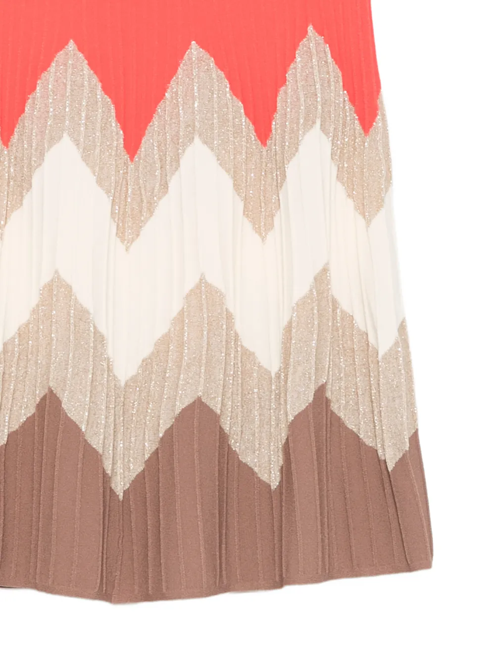 D.Exterior Plooirok met chevron streep Beige