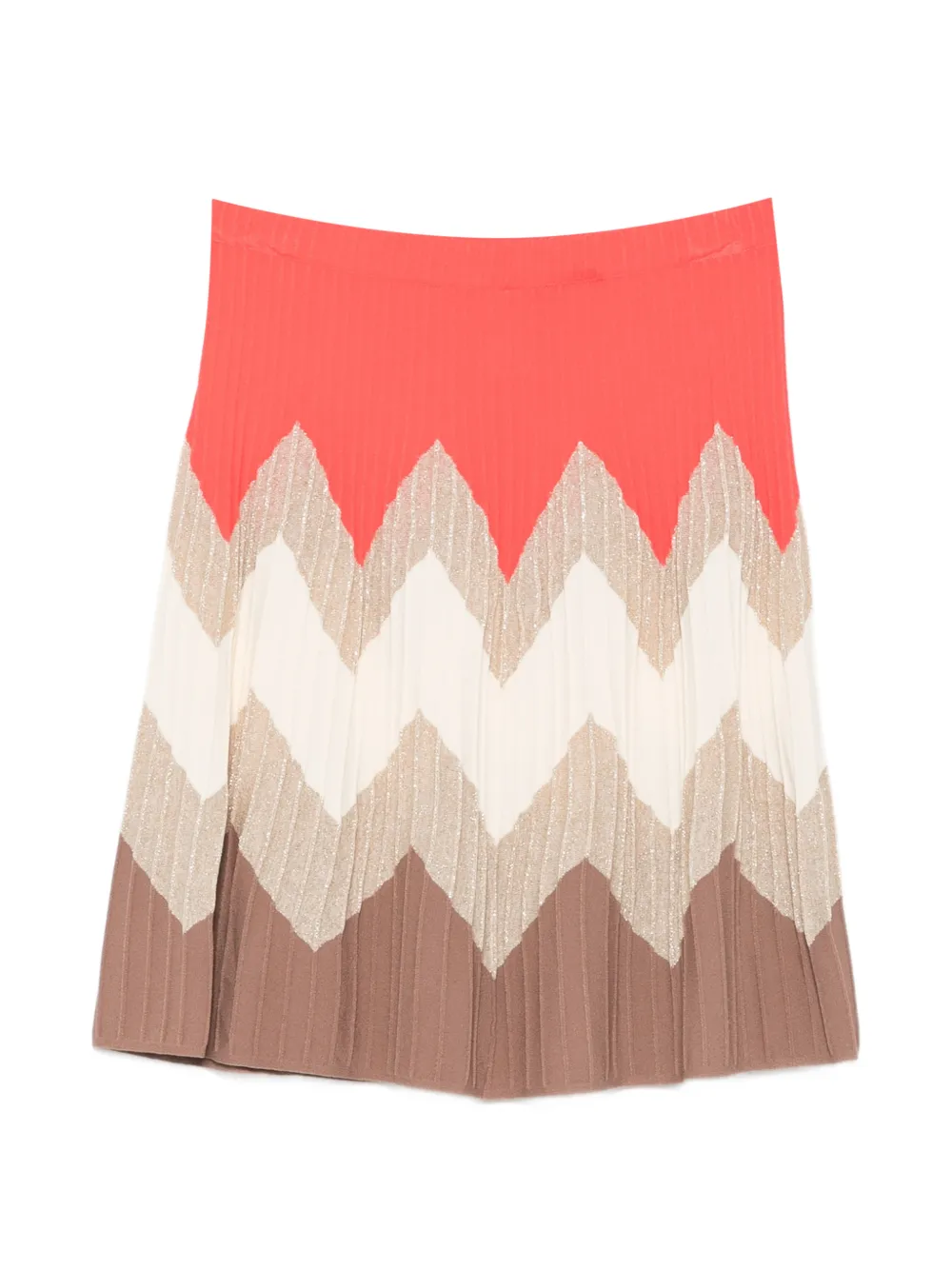 D.Exterior Plooirok met chevron streep Beige