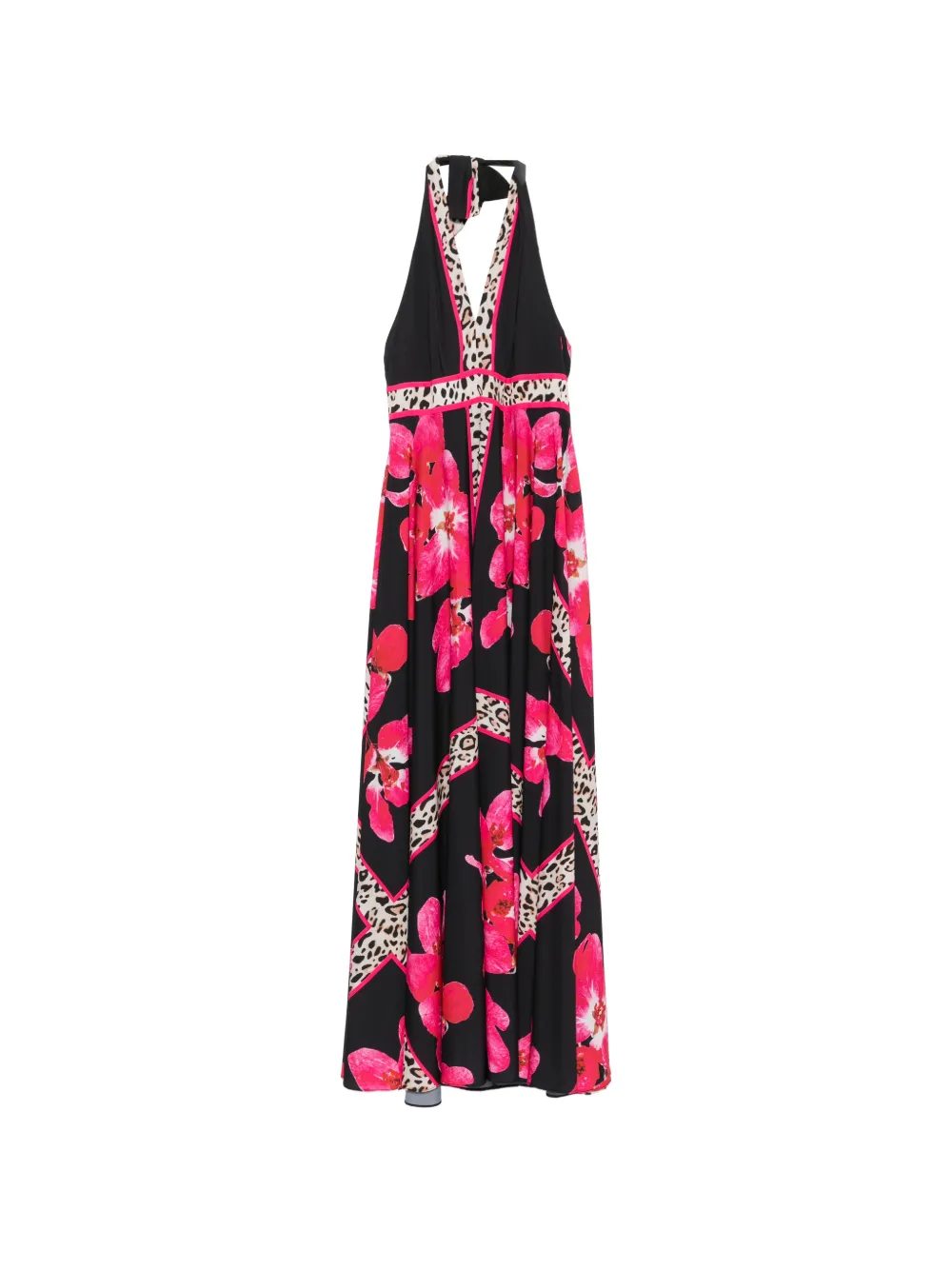 TWINSET floral-print leopard-pattern maxi dress - Nero