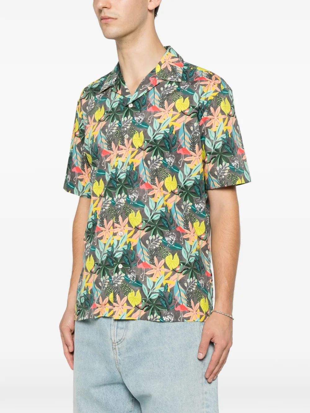 Brian Dales Overhemd met bloemenprint Grijs