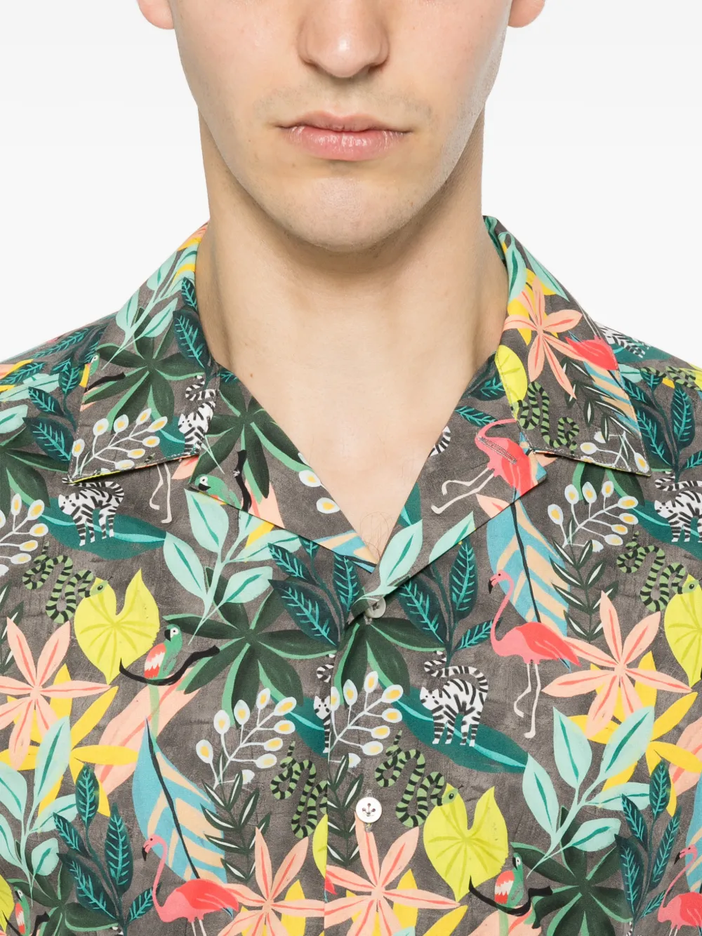 Brian Dales Overhemd met bloemenprint Grijs