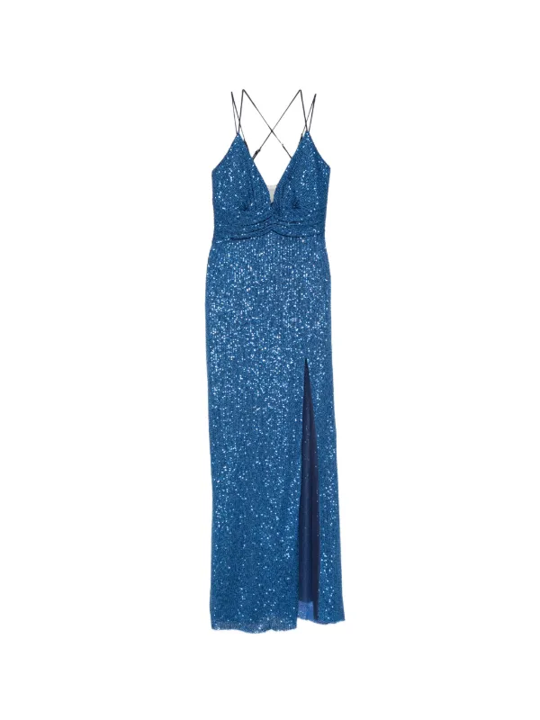blue dress with side slits Hanita sequin-embellished side-slit Maxi | elegant long royal blue dress