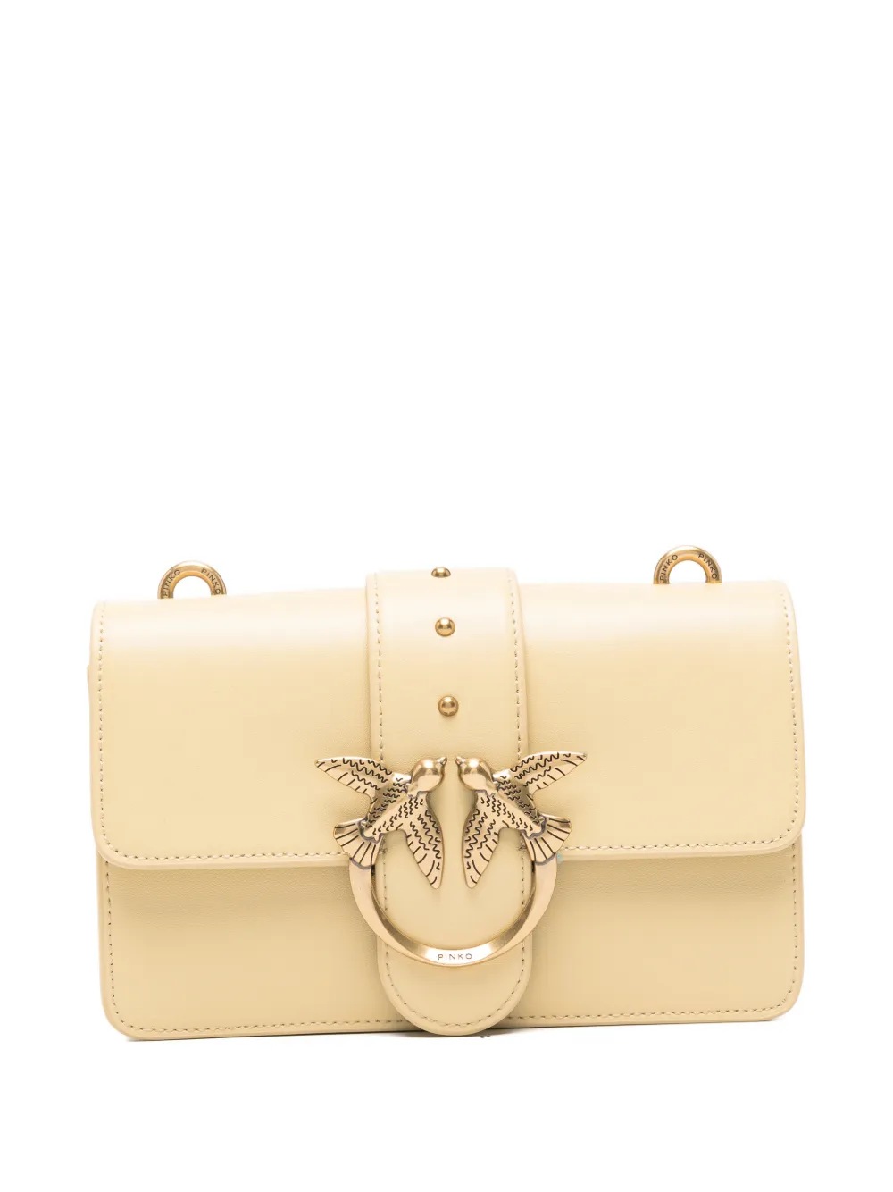 PINKO Love Birds Schultertasche mit Nieten - Nude