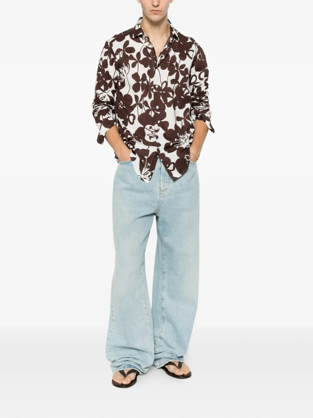  Brian Dales Floral-print Shirt - Marrone 