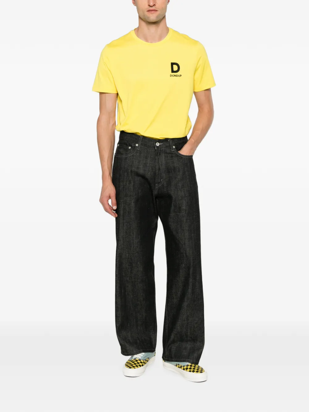 DONDUP Katoenen T-shirt met logoprint Geel