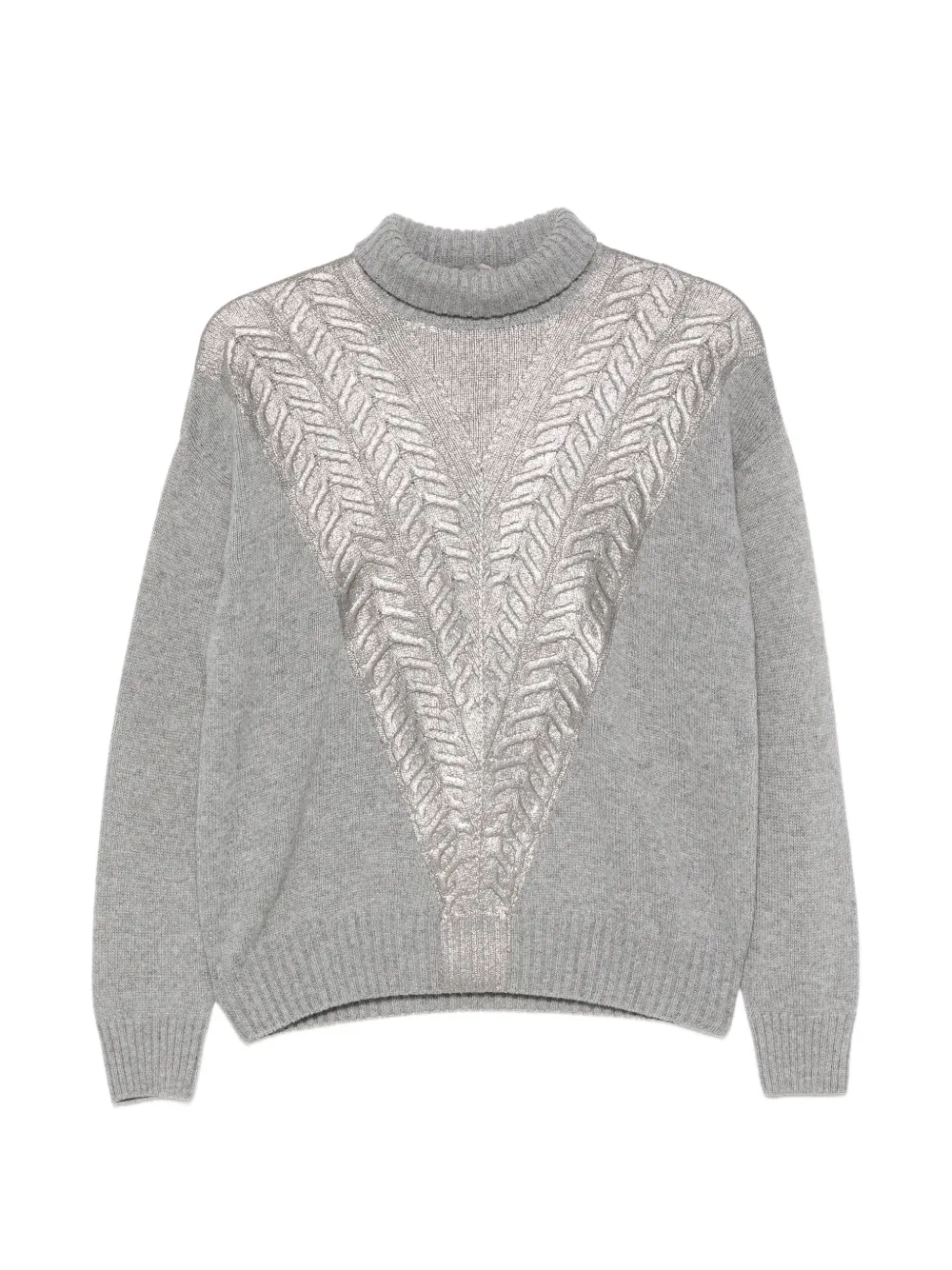 D.Exterior metallic cable-knit sweater - Grigio