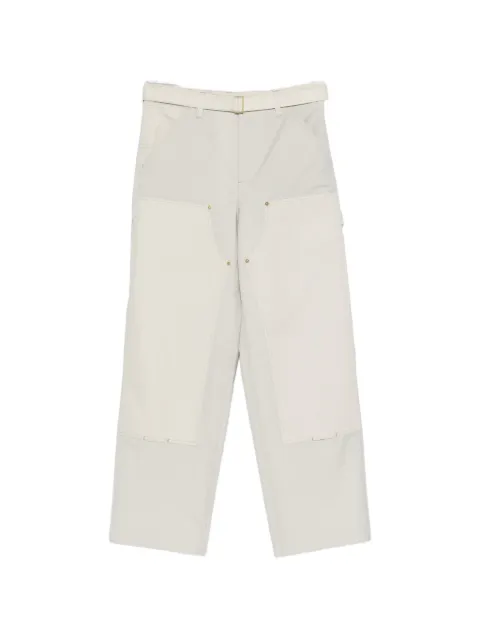 sacai belted panelled trousers