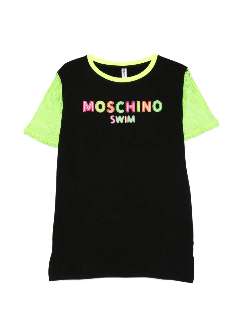 Moschino mesh-sleeve logo-print T-shirt - Schwarz