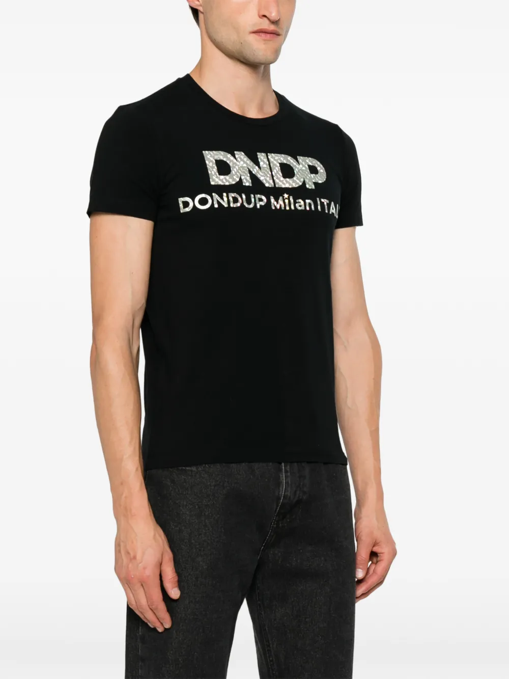 DONDUP Katoenen T-shirt met logoprint Zwart